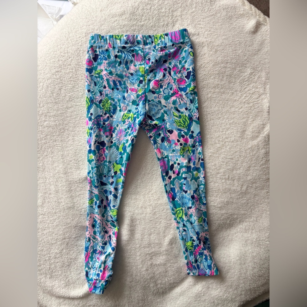 Lilly Pulitzer Vibrant Blue and Pink Kids Leggings - Picture 3 of 4
